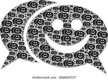 Vector happy chat fractal is created from scattered recursive happy chat icons. Recursive composition from happy chat.