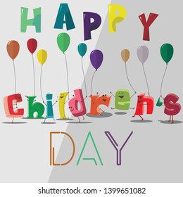 Vector for happy children day with flying balloons