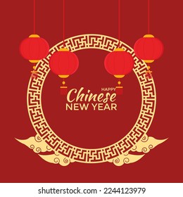 Tarjeta de bienvenida decorativa china para Año Nuevo con un vector feliz