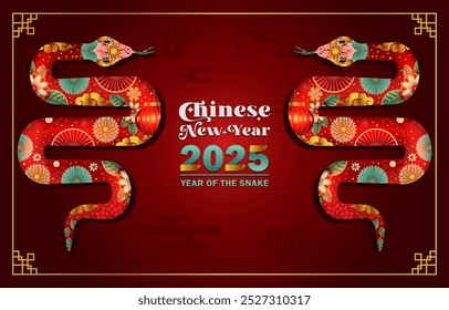 vector of Happy Chinese new year 2025 template,year of the snake with beautiful gradient element background