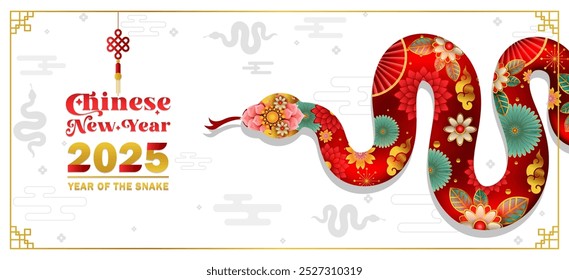 vector of Happy Chinese new year 2025 template,year of the snake with beautiful gradient element background