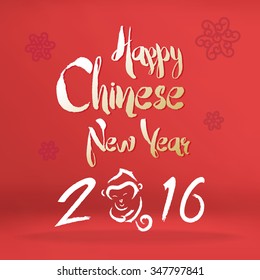 Vector : Happy Chinese new year 2016 with monkey doodle on red background, Holiday greeting card