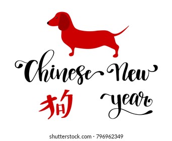Vector Happy Chinese New Year lettering card. 