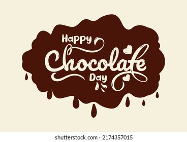 Vector Happy chocolate day postcard or banner. Hand sketched Happy Chocolate day lettering typography