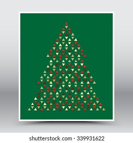 Vector Happy Christmas and Happy New Year retro poster. Stylized Christmas tree vector illustration. Christmas vector background 