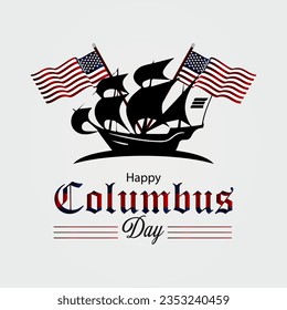 Celebración de las letras del día del Vector feliz con columbus.