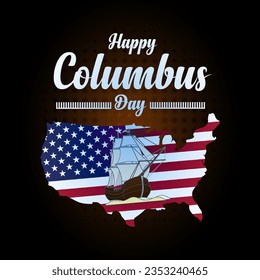 Vector happy columbus day lettering celebration.