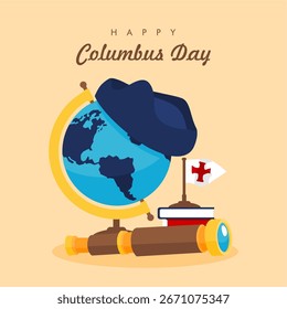 vector happy columbus day poster template