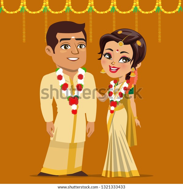 Vector Happy Couple South Indian State Stock Vector (Royalty Free ...