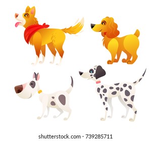 Vector happy cute dog set symbol of 2018 new year 