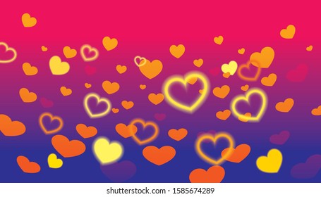 Vector of Happy Valentine’s Day with blinking heart and colored background design.