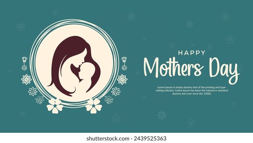 Vector happy mother´s day greeting card design with mother and child.