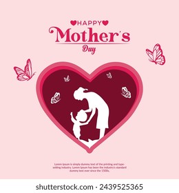 Vector happy mother´s day greeting card design with mother and child.