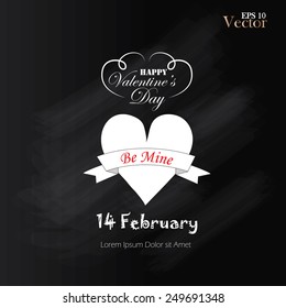 vector of happy valentineÃ¢Â?Â?s day  on chalkboard  ,valentineÃ¢Â?Â?s day  
