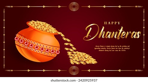 Vector happy dhanteras hindu festival banner design.