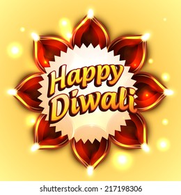 Illustration Burning Diya On Happy Diwali Stock Vector (Royalty Free ...