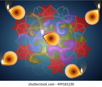 Vector Happy Diwali Cards Traditional Diya Lamp