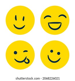 Vector Happy Doodle Smile Collection Isolated Stock Vector (Royalty ...