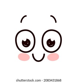 Vector Happy Doodle Smile. Simple Faces. Cute Icon.