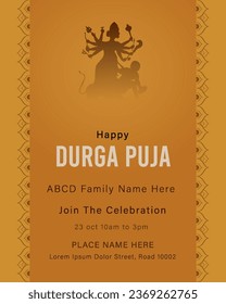 vector happy durga pooja indian festival card,durga puja banner,puja invitation card,invitation card,durga puja post,durga puja poster,Goddess, Web Banner, Poster, Social Media Post, and Flyer Adverti