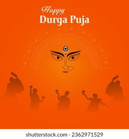 Vector happy durga puja . social media post . Hindu festival, happy Durga puja illustrations. Durga Face. Subh Navratri 