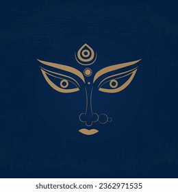 Vector feliz durga puja. post en medios sociales. Festival hindú, ilustraciones felices de Durga puja. Cara Durga. Subh Navratri 