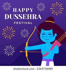 vector happy dussehra festival illustration with cute rama