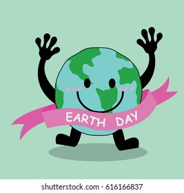 Vector of happy Earth for Earth day 