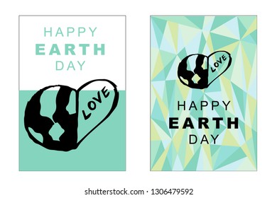 Vector Happy Earth Day Card and Poster of Earth Globe. Flat, Icon, Sign, Symbol, Object, Graphic Design, Element, Illustration for Print.