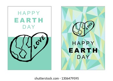 Vector Happy Earth Day Card and Poster of Earth Globe. Flat, Icon, Sign, Symbol, Object, Graphic Design, Element, Illustration for Print.