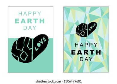 Vector Happy Earth Day Card and Poster of Earth Globe. Flat, Icon, Sign, Symbol, Object, Graphic Design, Element, Illustration for Print.