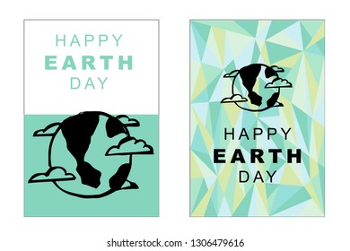 Vector Happy Earth Day Card and Poster of Earth Globe. Flat, Icon, Sign, Symbol, Object, Graphic Design, Element, Illustration for Print.