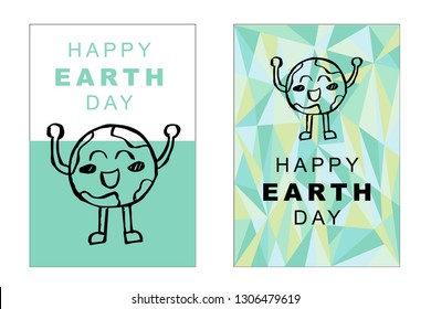 Vector Happy Earth Day Card and Poster of Earth Globe. Flat, Icon, Sign, Symbol, Object, Graphic Design, Element, Illustration for Print.