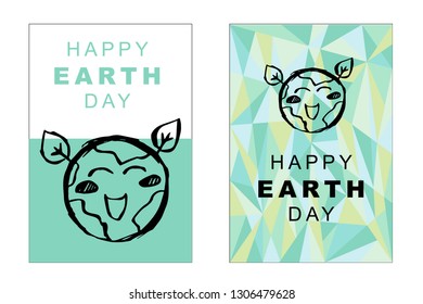 Vector Happy Earth Day Card and Poster of Earth Globe. Flat, Icon, Sign, Symbol, Object, Graphic Design, Element, Illustration for Print.