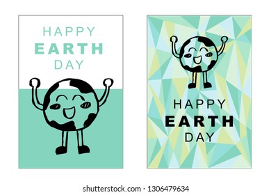 Vector Happy Earth Day Card and Poster of Earth Globe. Flat, Icon, Sign, Symbol, Object, Graphic Design, Element, Illustration for Print.