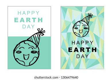 Vector Happy Earth Day Card and Poster of Earth Globe. Flat, Icon, Sign, Symbol, Object, Graphic Design, Element, Illustration for Print.