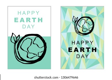 Vector Happy Earth Day Card and Poster of Earth Globe. Flat, Icon, Sign, Symbol, Object, Graphic Design, Element, Illustration for Print.