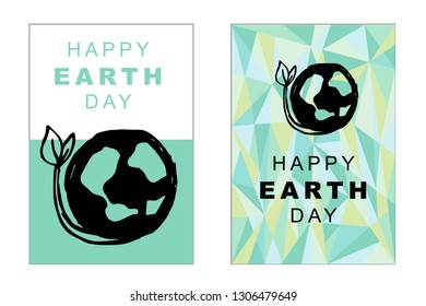 Vector Happy Earth Day Card and Poster of Earth Globe. Flat, Icon, Sign, Symbol, Object, Graphic Design, Element, Illustration for Print.