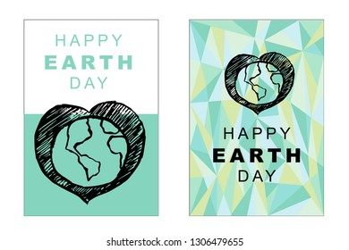 Vector Happy Earth Day Card and Poster of Earth Globe. Flat, Icon, Sign, Symbol, Object, Graphic Design, Element, Illustration for Print.