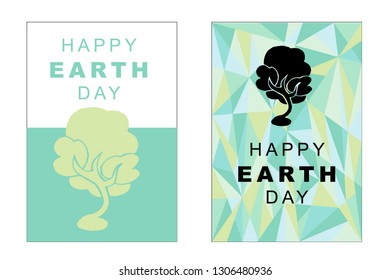 Vector Happy Earth Day Card and Poster of Tree. Flat, Icon, Sign, Symbol, Object, Graphic Design, Element, Illustration for Print.
