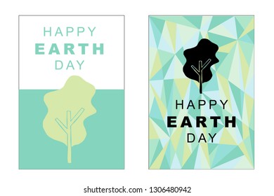 Vector Happy Earth Day Card and Poster of Tree. Flat, Icon, Sign, Symbol, Object, Graphic Design, Element, Illustration for Print.
