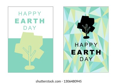 Vector Happy Earth Day Card and Poster of Tree. Flat, Icon, Sign, Symbol, Object, Graphic Design, Element, Illustration for Print.