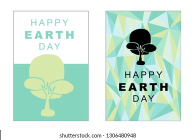 Vector Happy Earth Day Card and Poster of Tree. Flat, Icon, Sign, Symbol, Object, Graphic Design, Element, Illustration for Print.