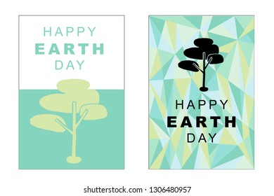 Vector Happy Earth Day Card and Poster of Tree. Flat, Icon, Sign, Symbol, Object, Graphic Design, Element, Illustration for Print.