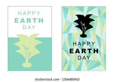 Vector Happy Earth Day Card and Poster of Tree. Flat, Icon, Sign, Symbol, Object, Graphic Design, Element, Illustration for Print.