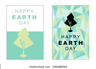 Vector Happy Earth Day Card and Poster of Tree. Flat, Icon, Sign, Symbol, Object, Graphic Design, Element, Illustration for Print.