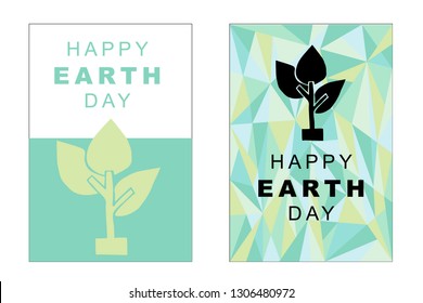 Vector Happy Earth Day Card and Poster of Tree. Flat, Icon, Sign, Symbol, Object, Graphic Design, Element, Illustration for Print.