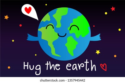 vector happy earth day, hug the earth , save the earth 