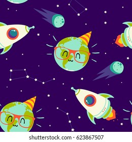 vector happy earth day seamless pattern