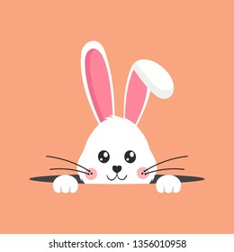 Vector happy easter background - creative design. Decorative illustration with bunny. Holiday greeting card, poster, brochure, cover, template.